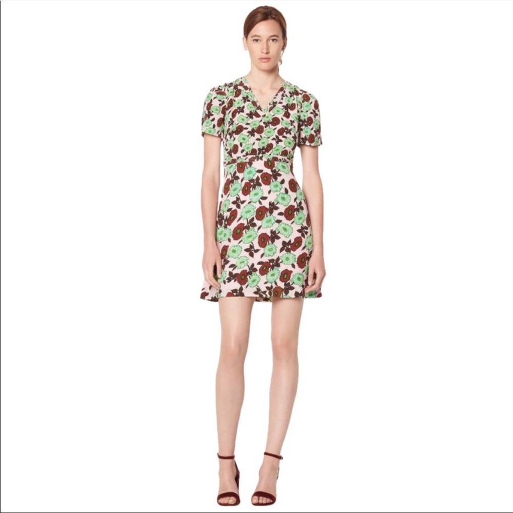 Sandro Antropique Floral Print Silk Dress EU 36